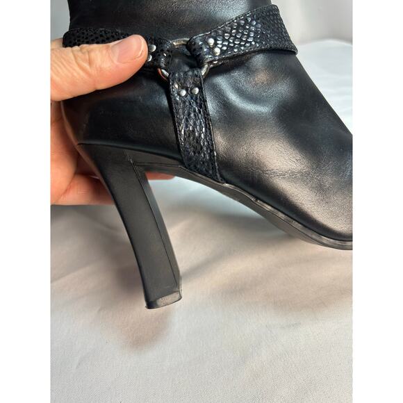 Vintage 90s Vis a Vie black chunky Square Toe Mid calf boot size 8.5 - Picture 6 of 13